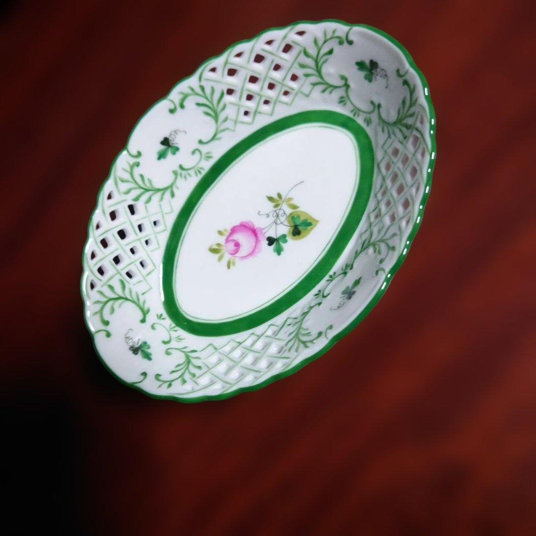 ヘレンド　ウィーンの薔薇　透かし彫りバスケット　１客