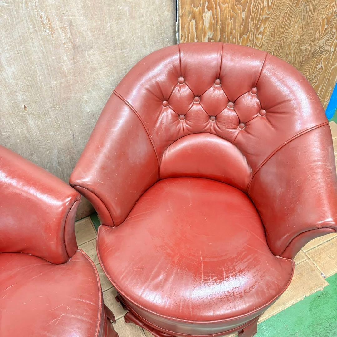 565 英国風　アンティークソファ　2Pセット　赤色　高級