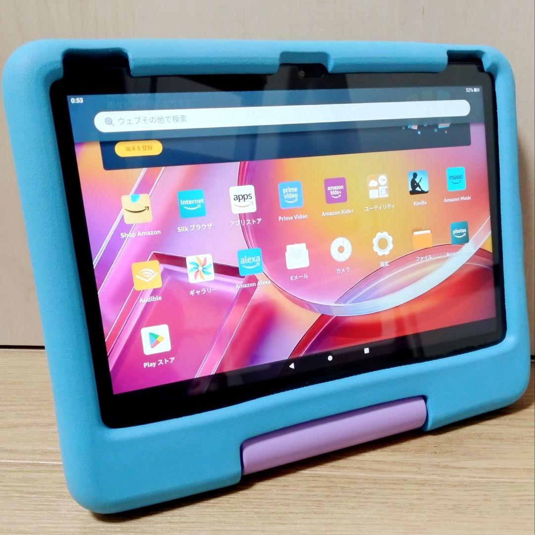 美品 Fire HD 10 キッズモデル 最新第13世代 ブルー カバー付き