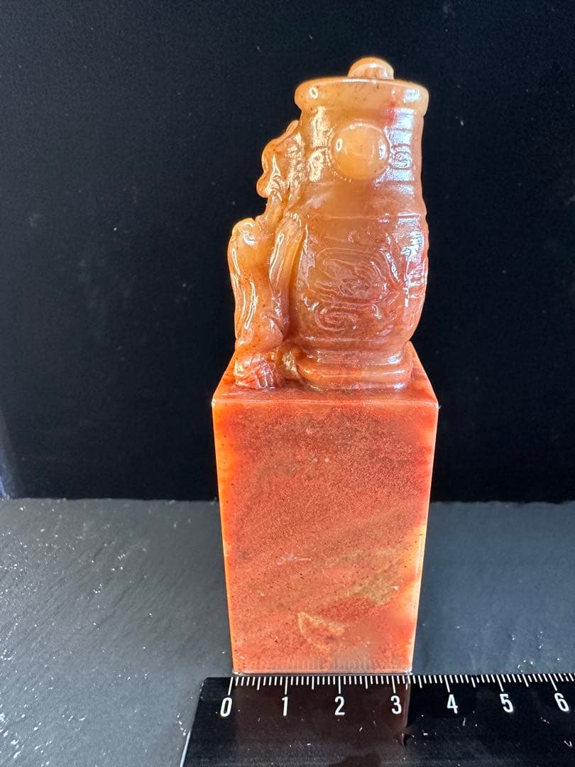 【鼎兽】古獣 老挝　紅石　篆刻　印材 落款 遊印 雅号 書道