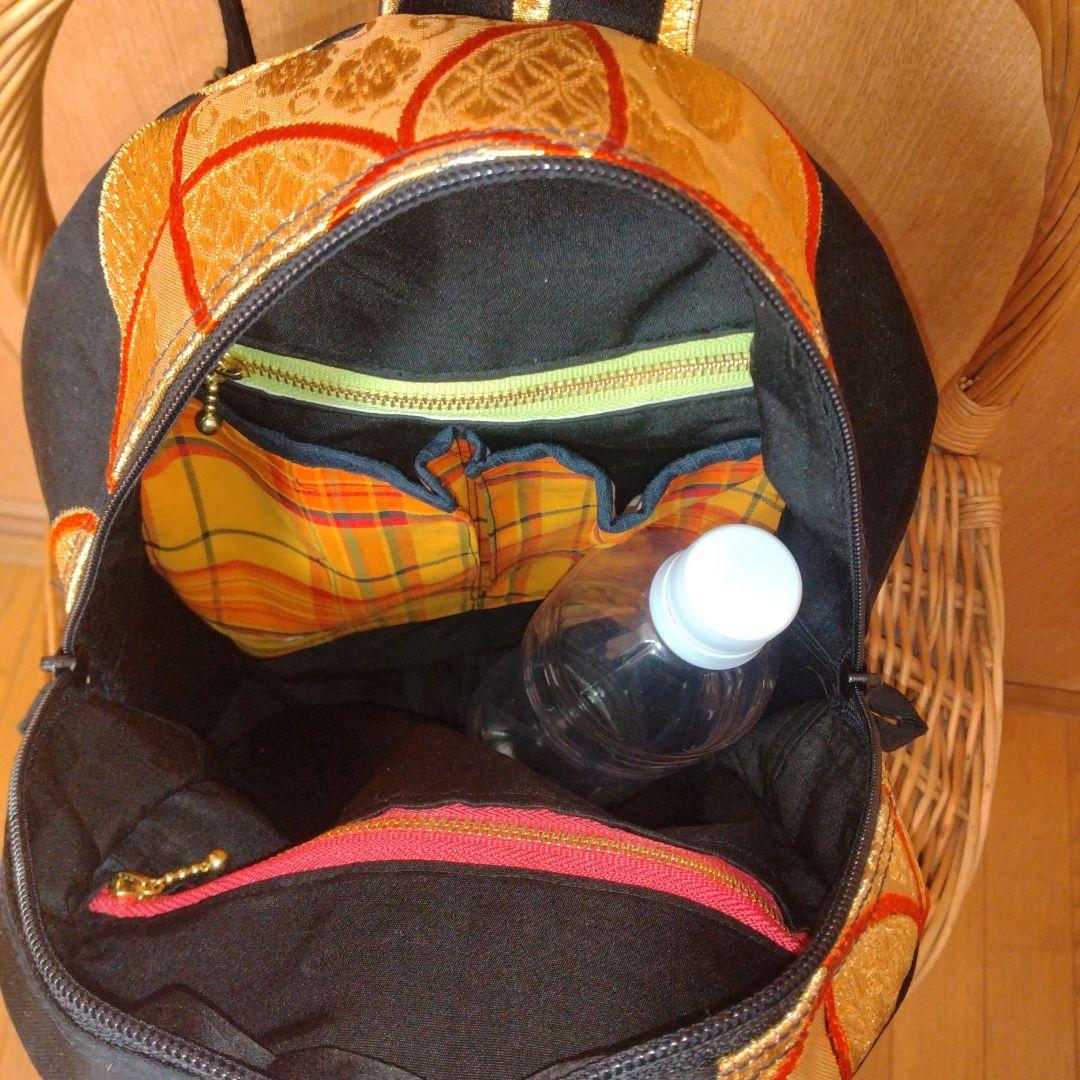 帯リメイク　ボディバッグ　金糸朱色　着物メイク