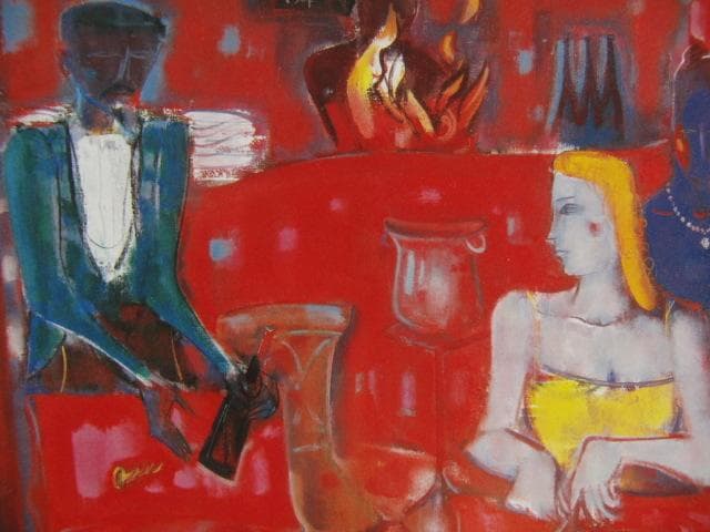 佐藤泰生、【レッドワイン】、希少な画集画、新品高級額 額装付、状態良好