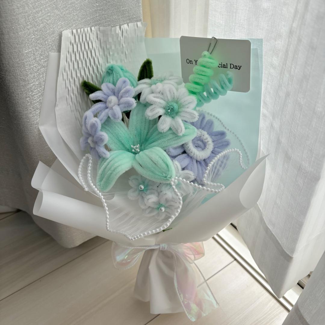 うさまる( •─• )　モールフラワー 枯れないお花　韓国花束