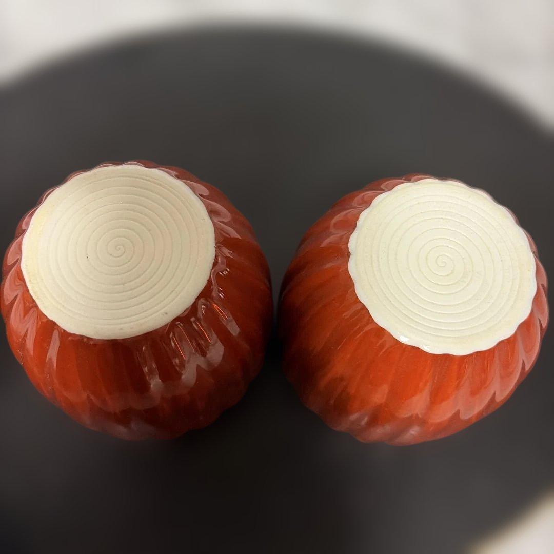 【有田焼】源右衛門窯　朱泥菊形　小鉢　2個