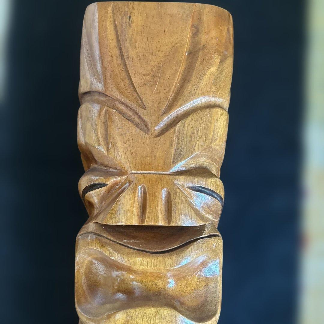 【ヴィンテージハワイ ティキ TIKI 木彫り像 守り神 ラッキーアイテム 置物