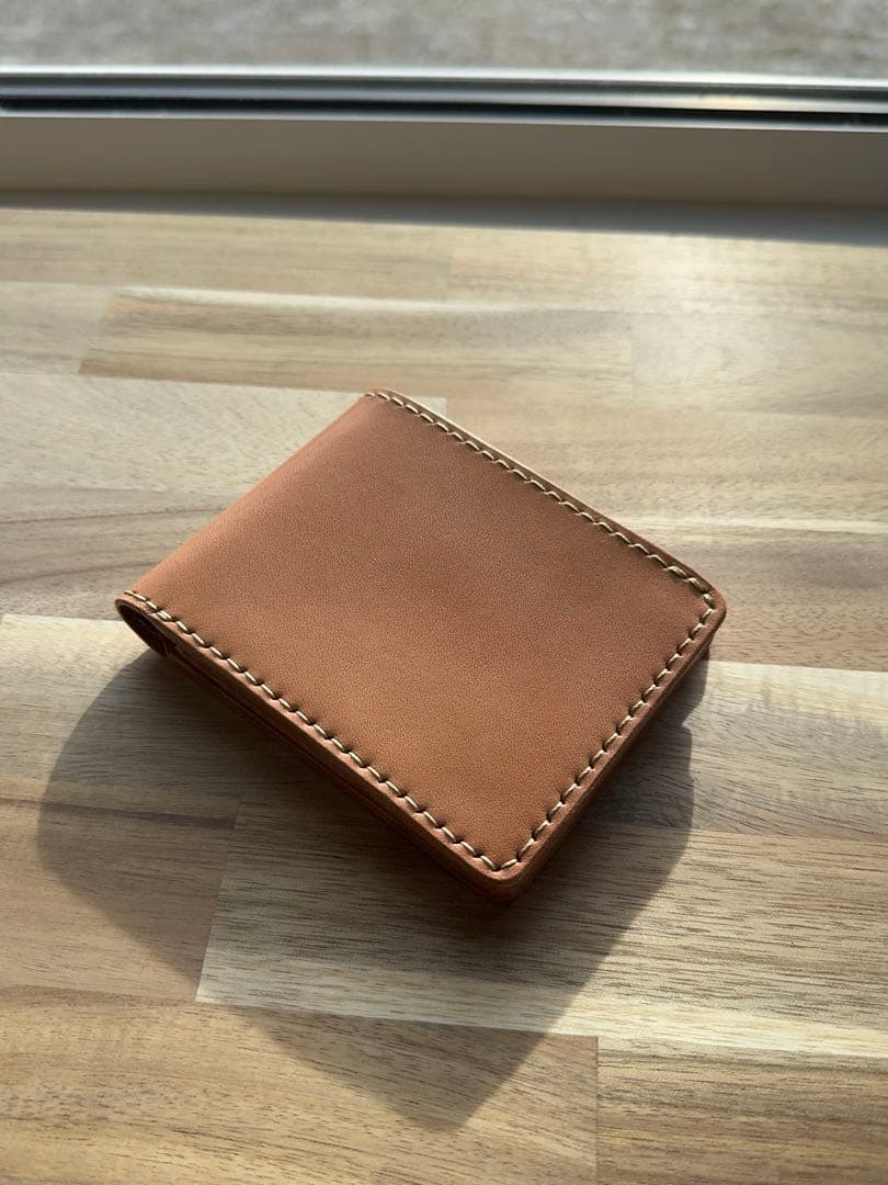 本革 栃木レザー 二つ折り財布 ハンドメイド エイジングが魅力