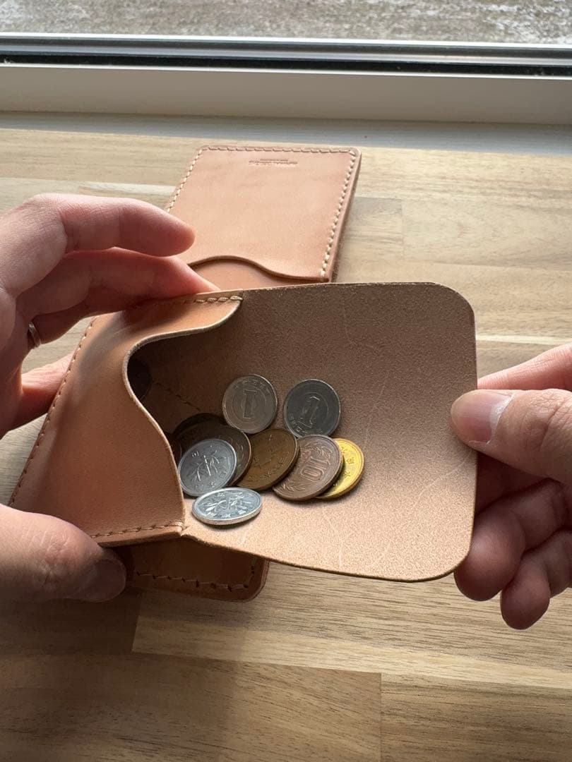 本革 栃木レザー 二つ折り財布 ハンドメイド エイジングが魅力