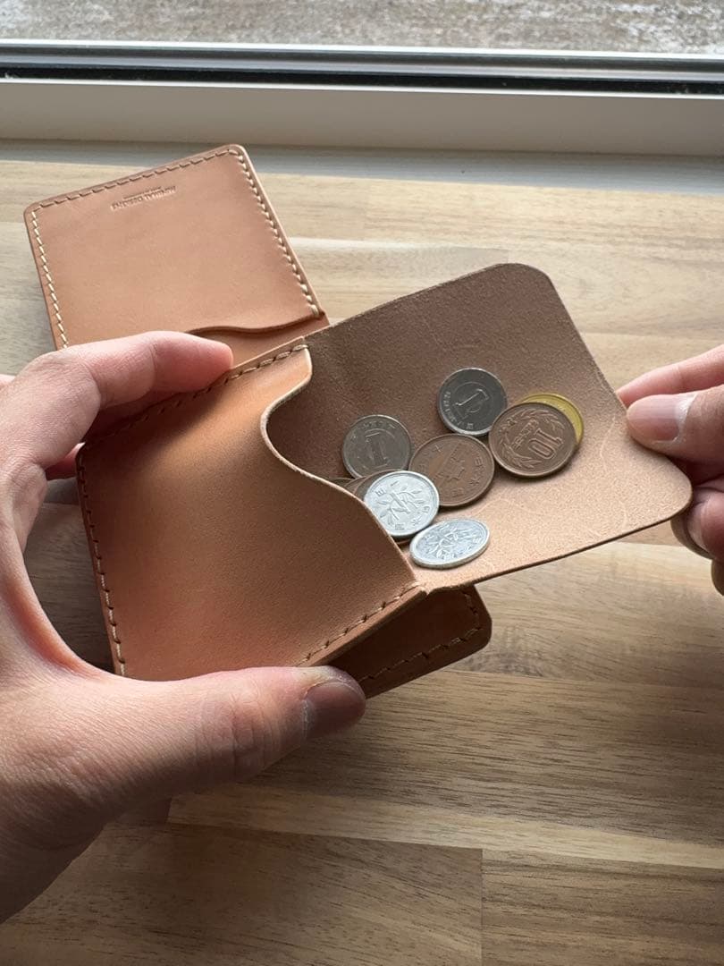 本革 栃木レザー 二つ折り財布 ハンドメイド エイジングが魅力