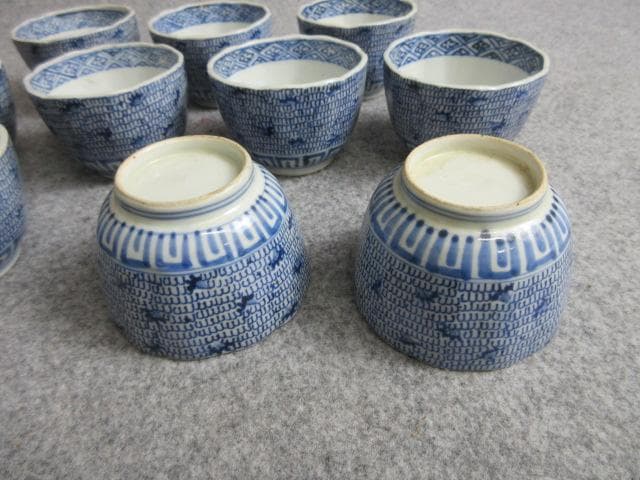 伊万里染付微塵唐草向付10個 [B29003]