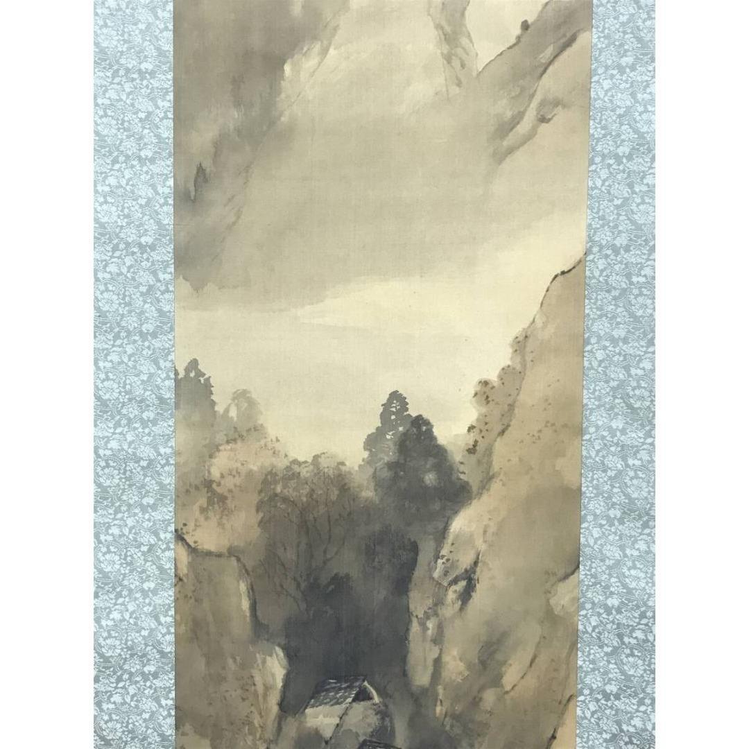 真作/藤井松山/山水図/牧童帰路図/掛軸/名家伝来/AK-711