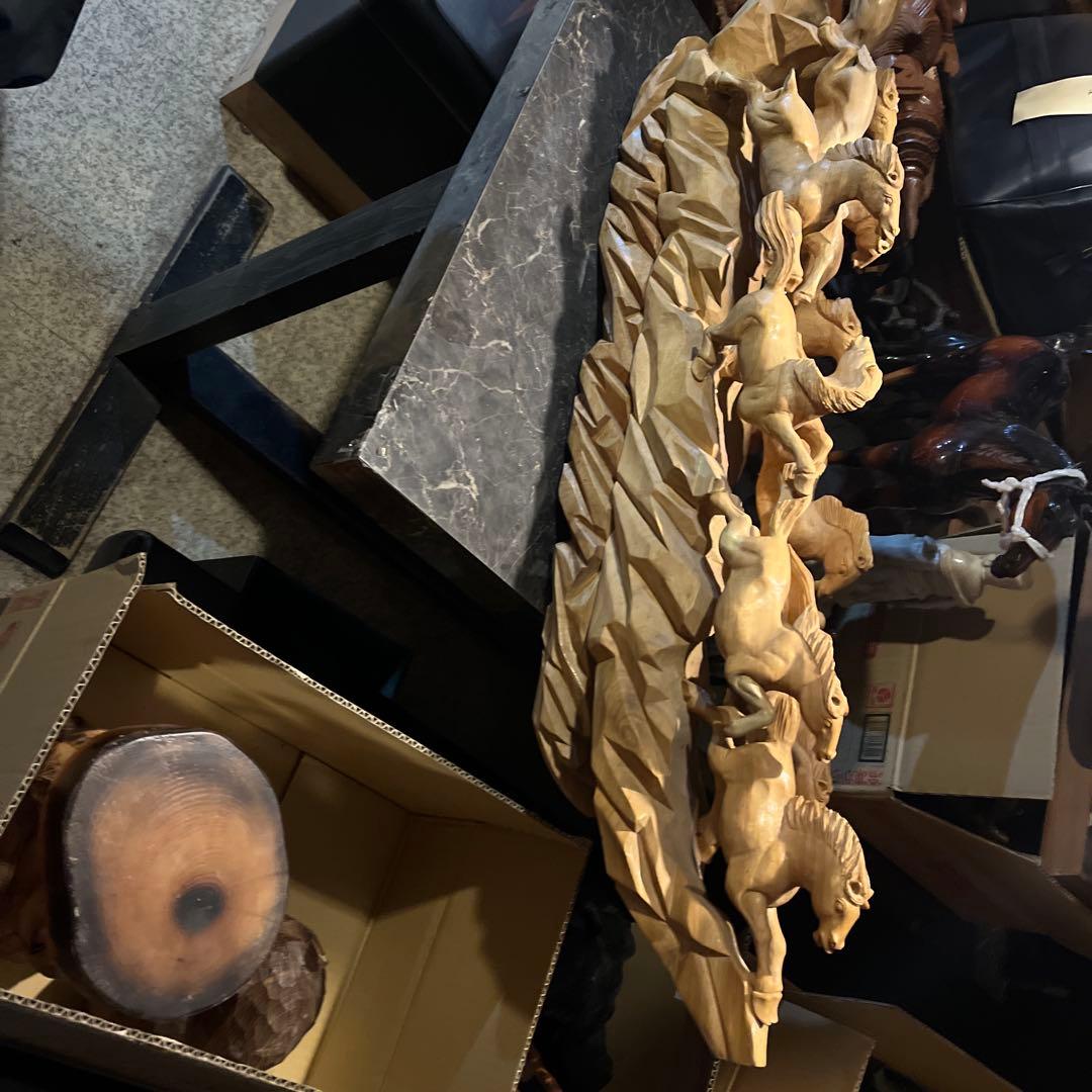 馬の木彫り、 木彫り馬、 うまくいく 特大95センチの木彫り置き物 木彫り