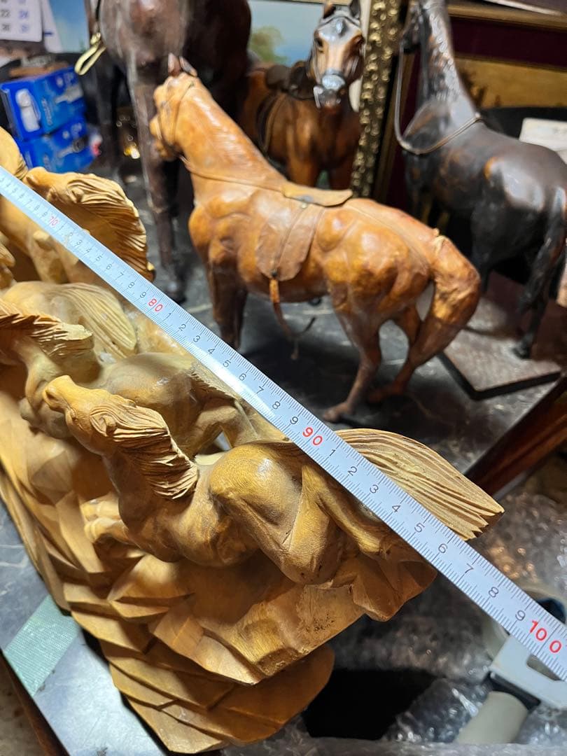 馬の木彫り、 木彫り馬、 うまくいく 特大95センチの木彫り置き物 木彫り