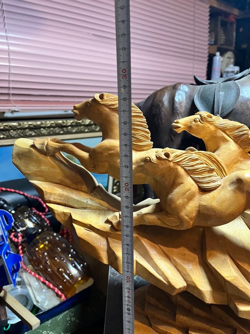 馬の木彫り、 木彫り馬、 うまくいく 特大95センチの木彫り置き物 木彫り