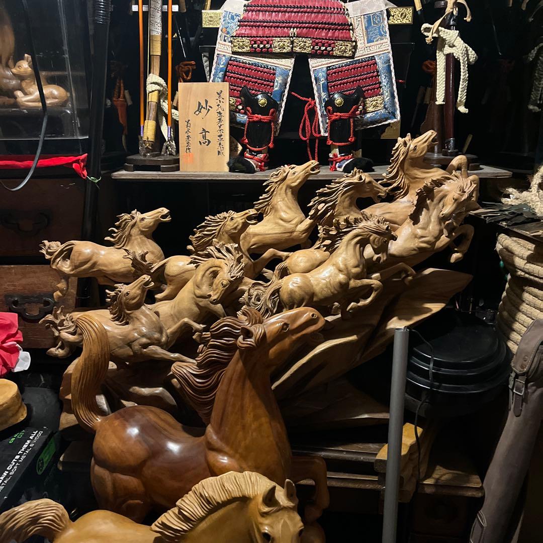 馬の木彫り、 木彫り馬、 うまくいく 特大95センチの木彫り置き物 木彫り