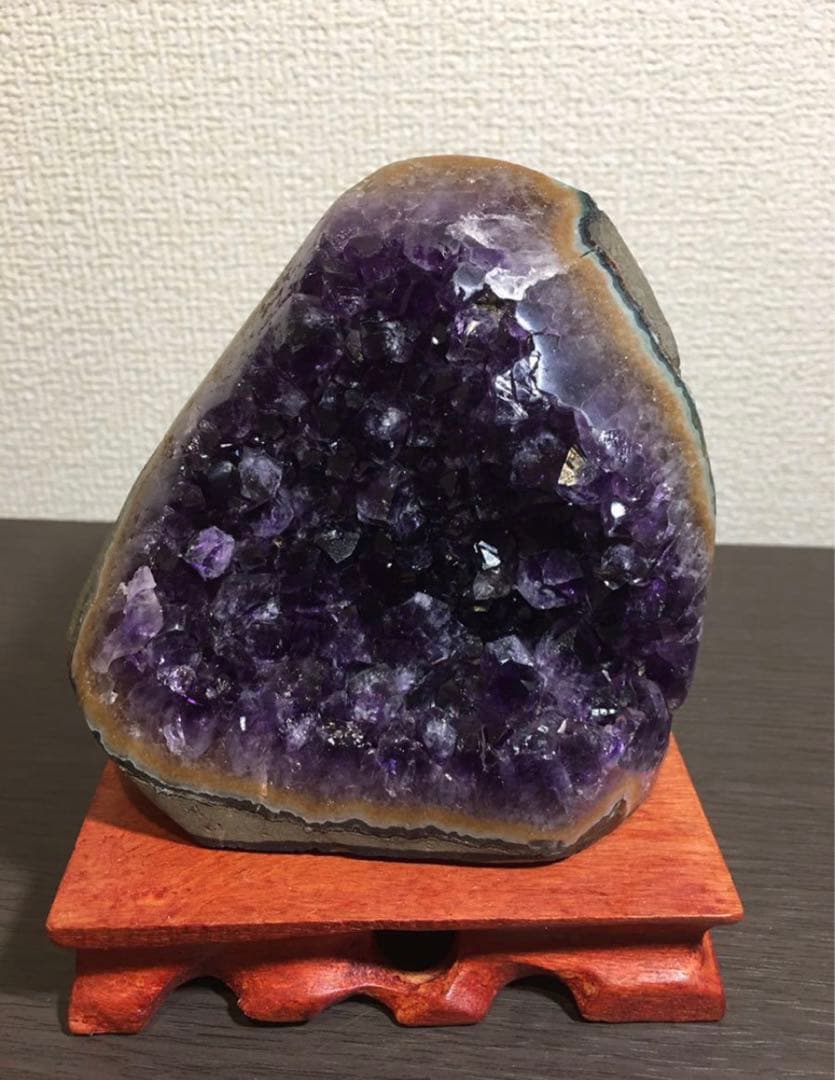 高品質アメジストドームミニクラスター　色希少品　台座込　送料無料