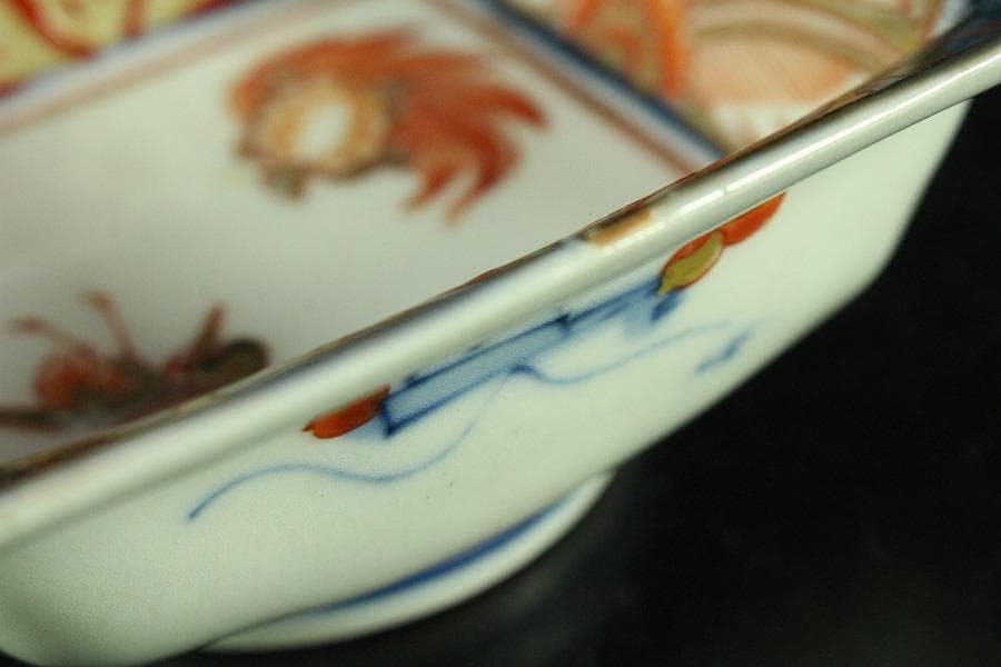 古伊万里 金彩色絵 鶴亀 四方 向付 五客(K-YC605)