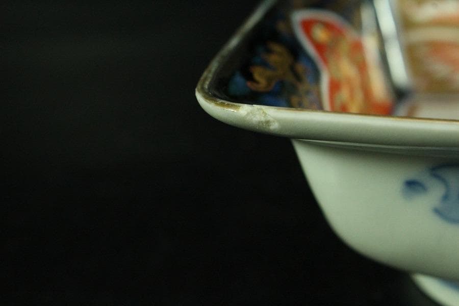 古伊万里 金彩色絵 鶴亀 四方 向付 五客(K-YC605)