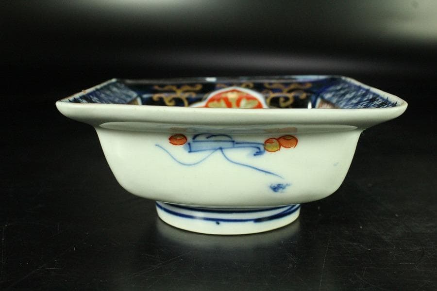 古伊万里 金彩色絵 鶴亀 四方 向付 五客(K-YC605)