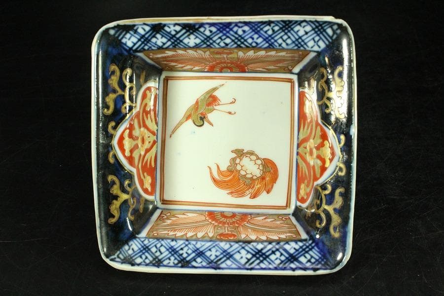 古伊万里 金彩色絵 鶴亀 四方 向付 五客(K-YC605)