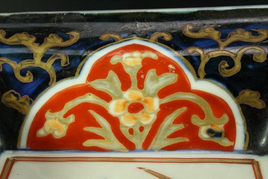 古伊万里 金彩色絵 鶴亀 四方 向付 五客(K-YC605)