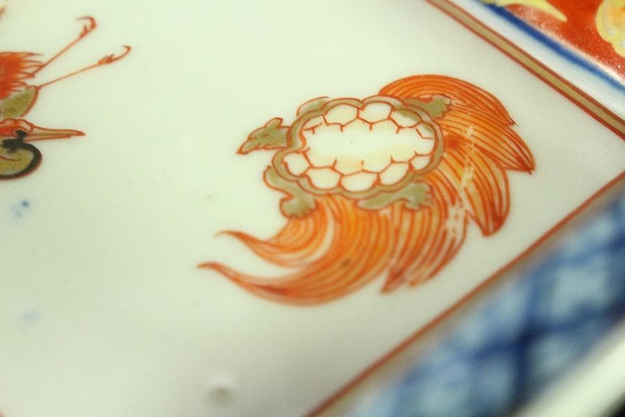 古伊万里 金彩色絵 鶴亀 四方 向付 五客(K-YC605)