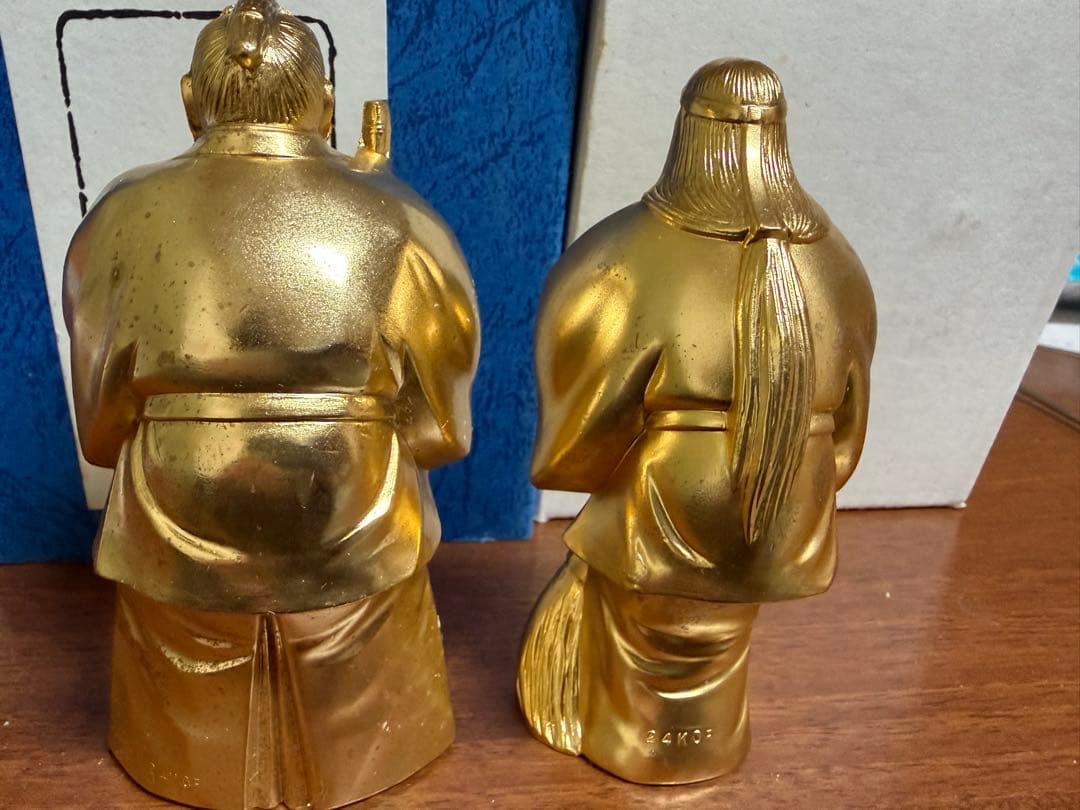 金色の日本伝統置物2体セット