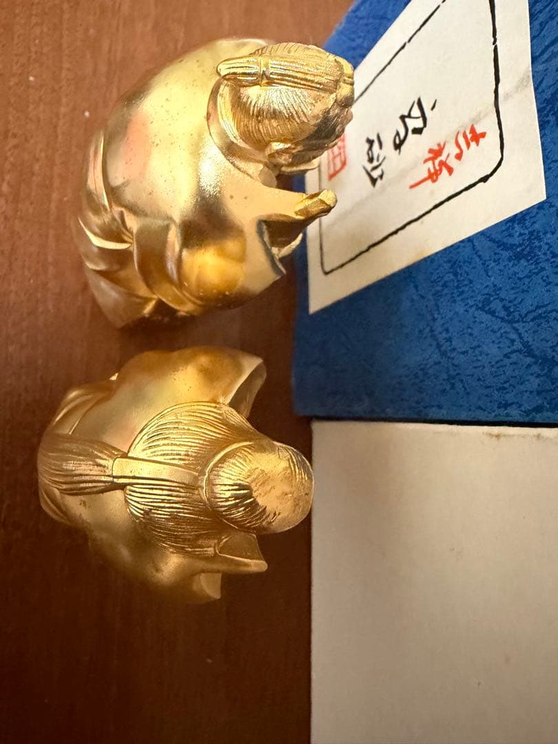 金色の日本伝統置物2体セット