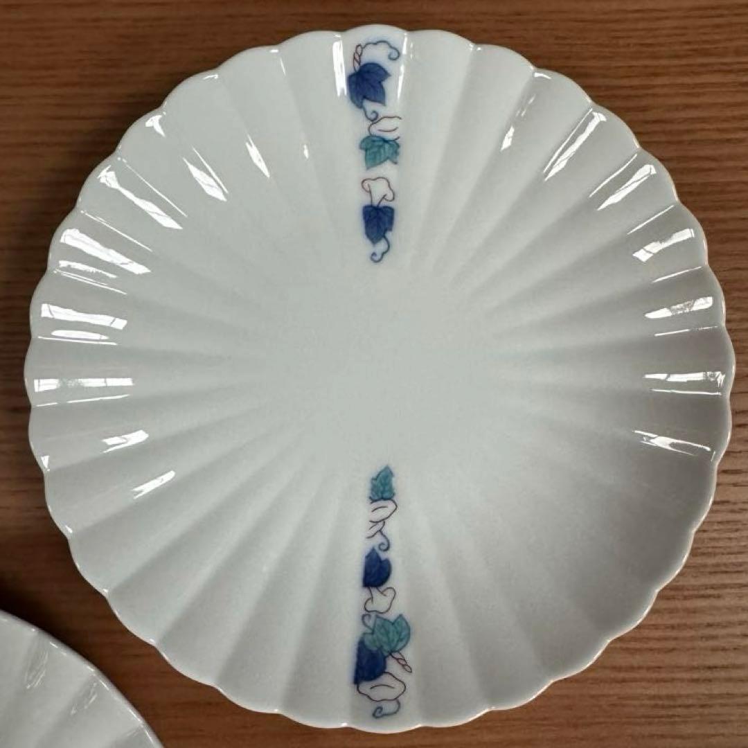 伊万里焼 畑萬陶苑：鍋島 帯柄文 菊割取皿×5枚セット☆