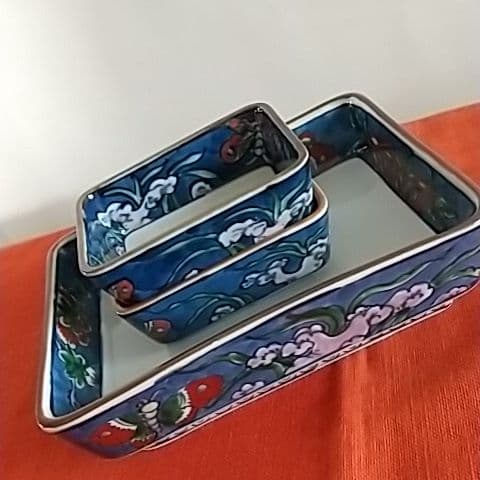 源右衛門⭐️驚きの染錦古代花蝶図 向付