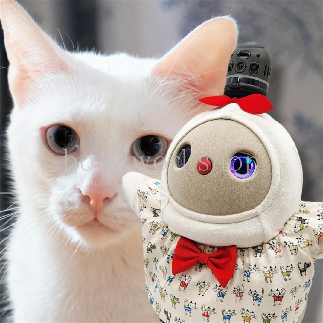 ラボット服／ハンドメイド 　猫柄リボン付きチュニック