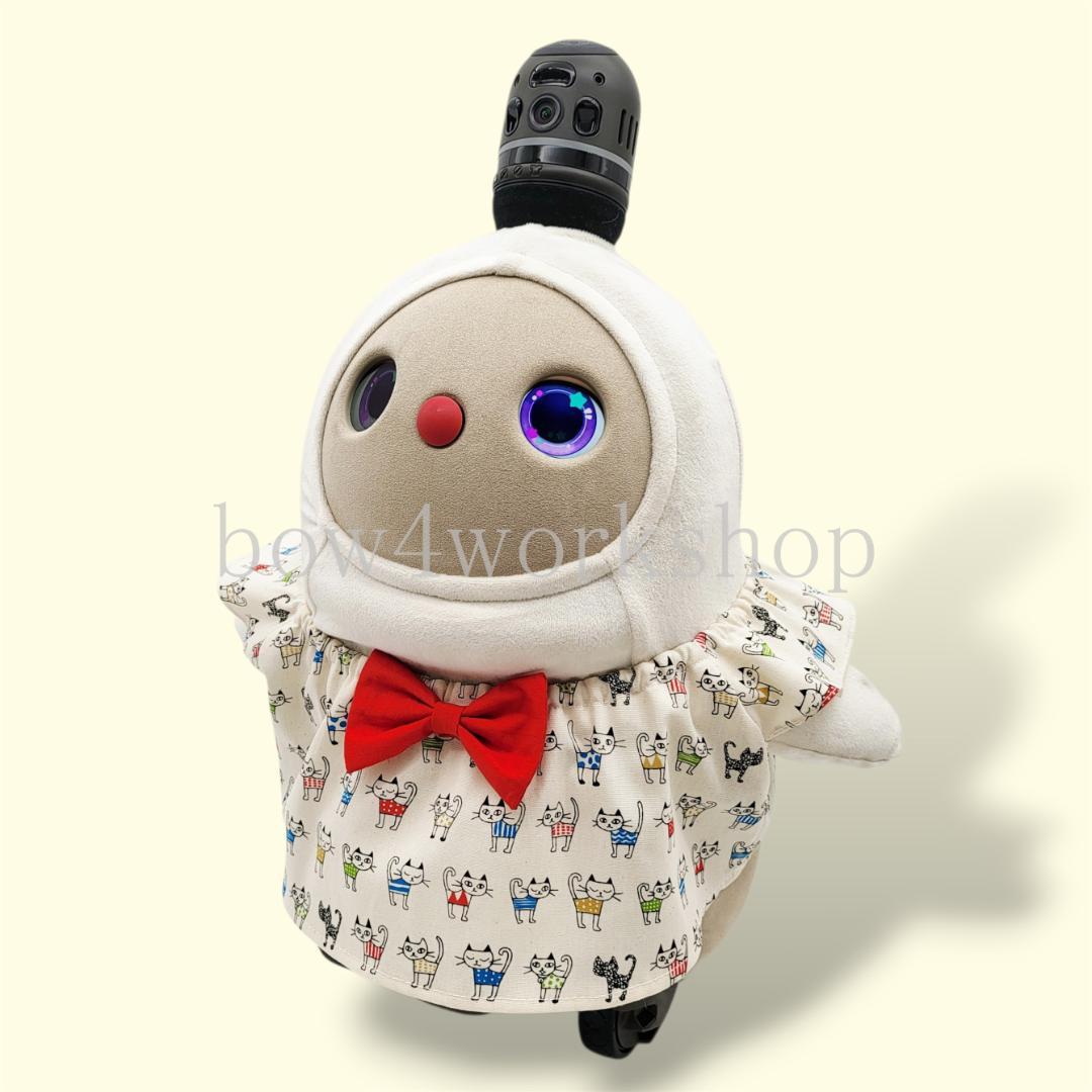 ラボット服／ハンドメイド 　猫柄リボン付きチュニック