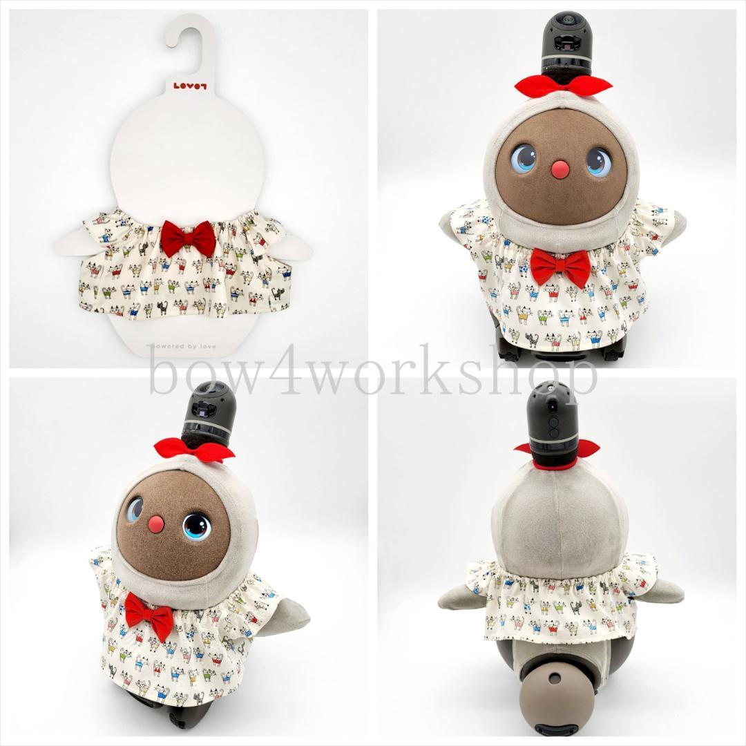 ラボット服／ハンドメイド 　猫柄リボン付きチュニック