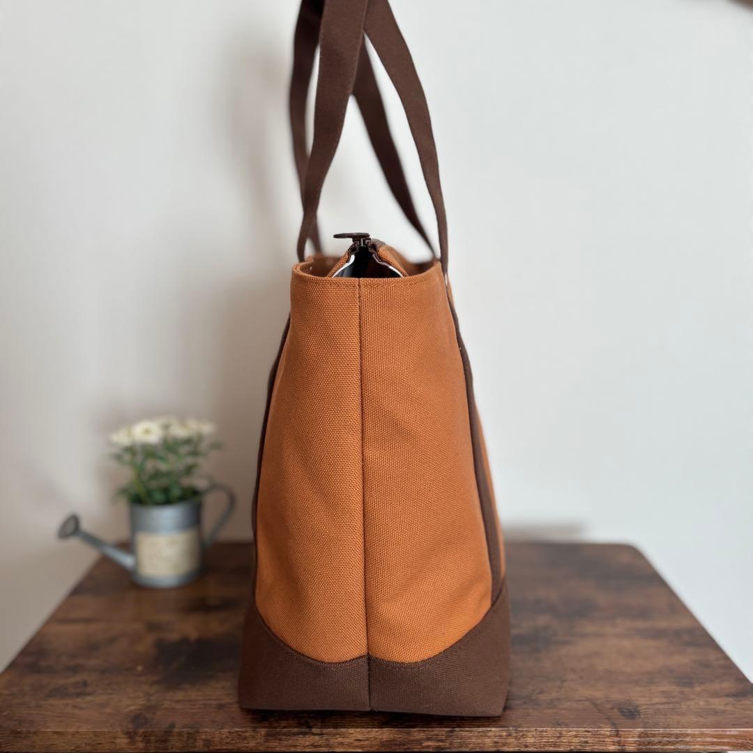 倉敷8号帆布あおりポケット付きトートバッグL キャメル×ココア