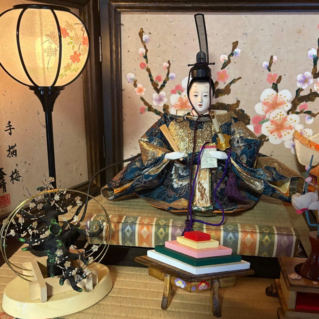 【佳月】雛人形 親王飾り 桜屏風付き フルセット