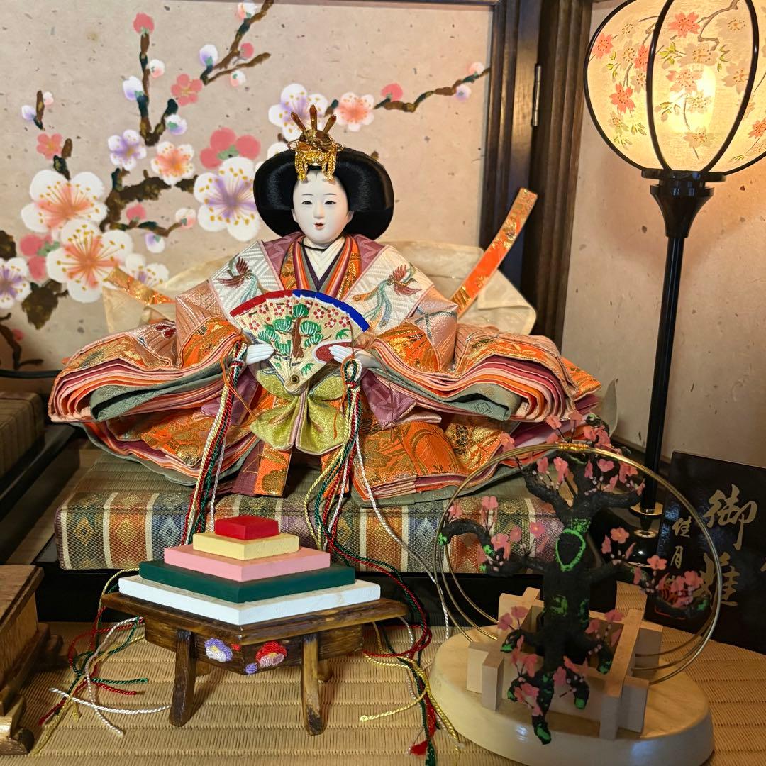 【佳月】雛人形 親王飾り 桜屏風付き フルセット