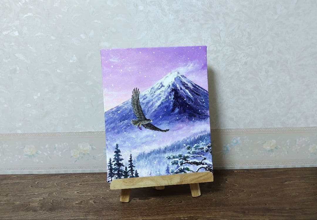 シ*ン様 【富士の鷹】アクリル画 F3 風景画 絵画