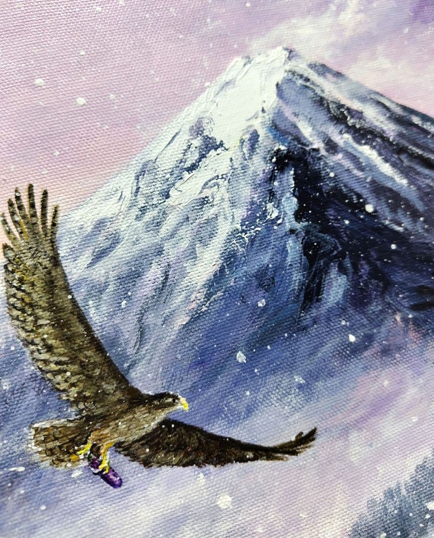 シ*ン様 【富士の鷹】アクリル画 F3 風景画 絵画