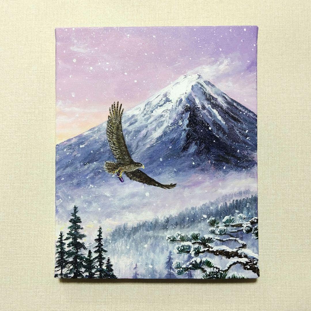 シ*ン様 【富士の鷹】アクリル画 F3 風景画 絵画