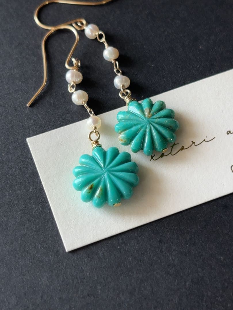 アリゾナターコイズフラワーピアス R905