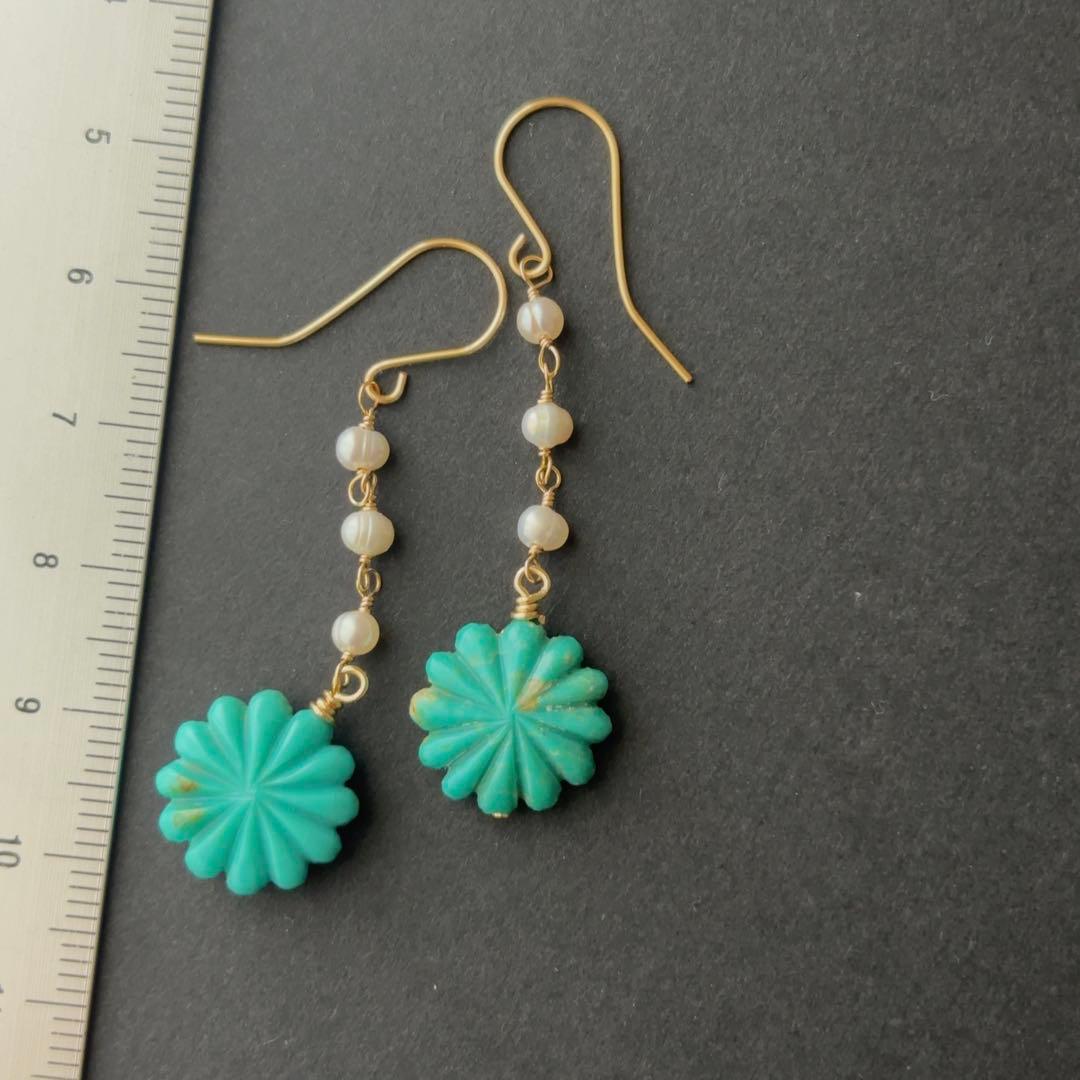 アリゾナターコイズフラワーピアス R905