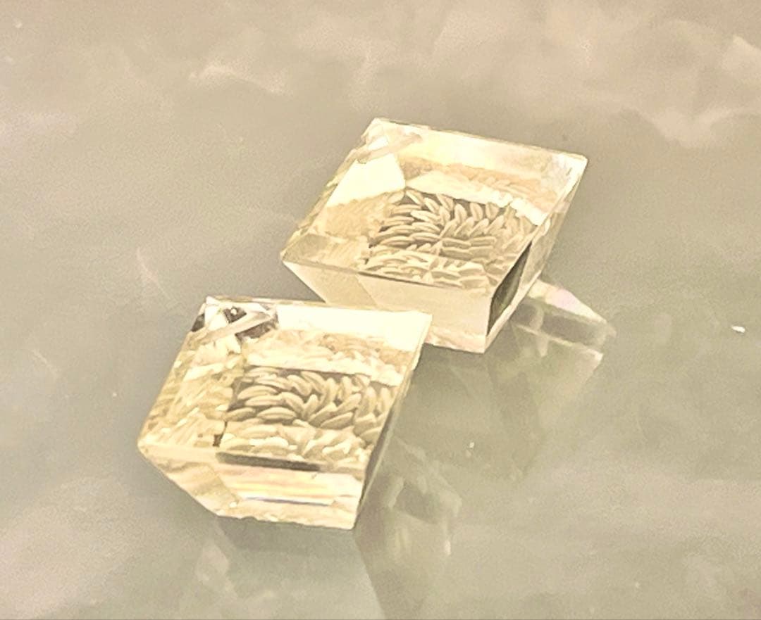 まるでジュエリー♡シャンパンクォーツバックカービングピアス