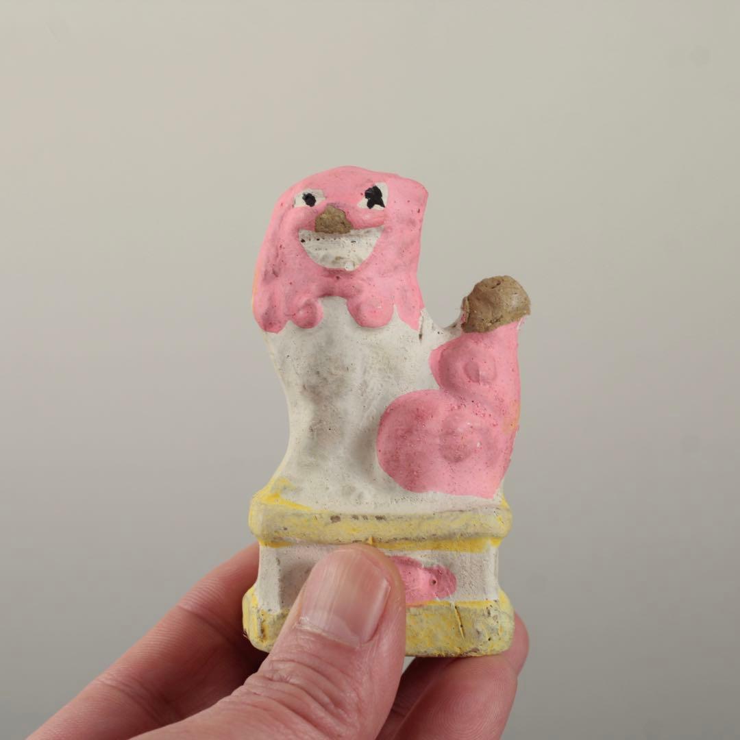 古い 土人形 獅子 狛犬 郷土人形 民芸 古道具 オブジェ 獅子と狛犬