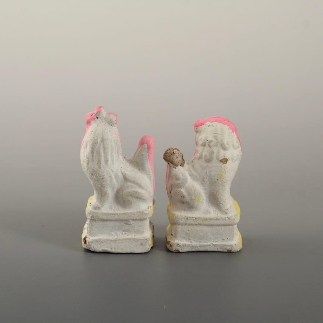 古い 土人形 獅子 狛犬 郷土人形 民芸 古道具 オブジェ 獅子と狛犬