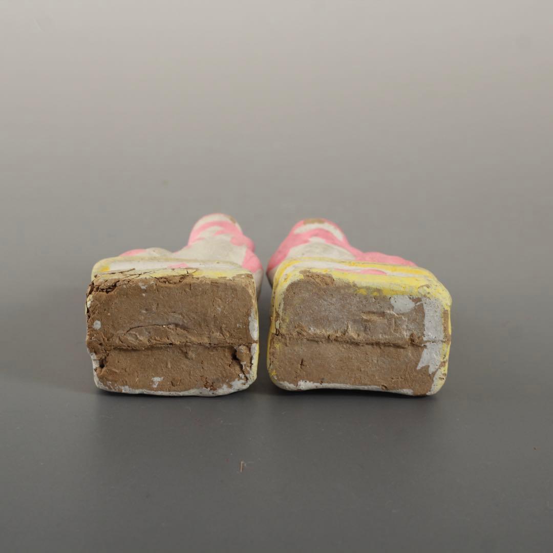 古い 土人形 獅子 狛犬 郷土人形 民芸 古道具 オブジェ 獅子と狛犬