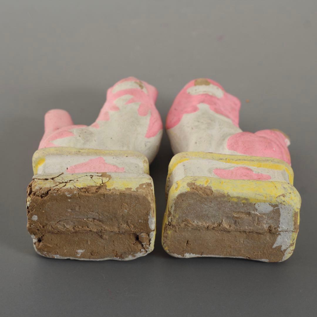 古い 土人形 獅子 狛犬 郷土人形 民芸 古道具 オブジェ 獅子と狛犬