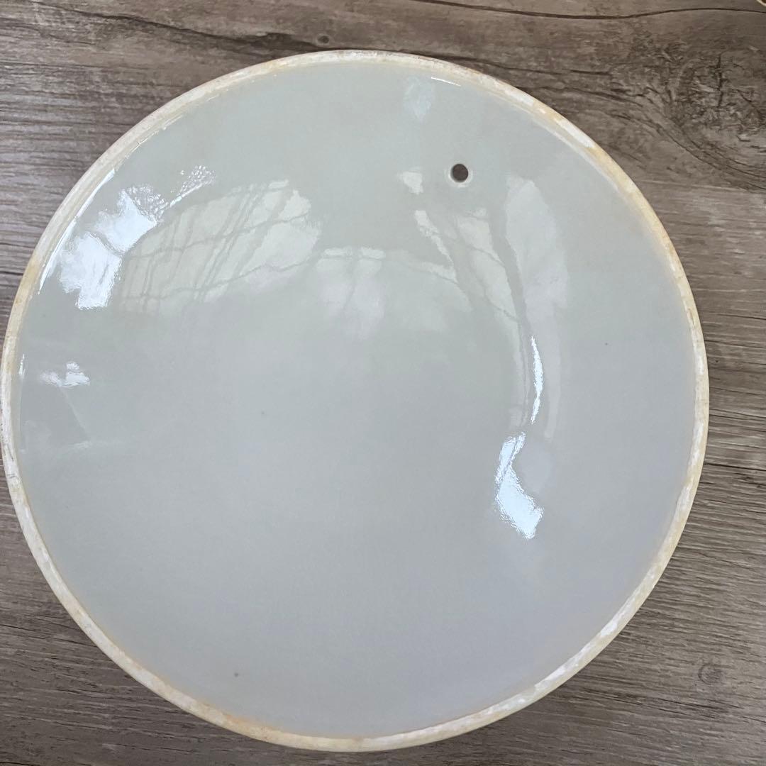 D-4 【銘あり】華山作 梅文様 土鍋 一人用 蓋付き 梅柄 欠けあり レトロ