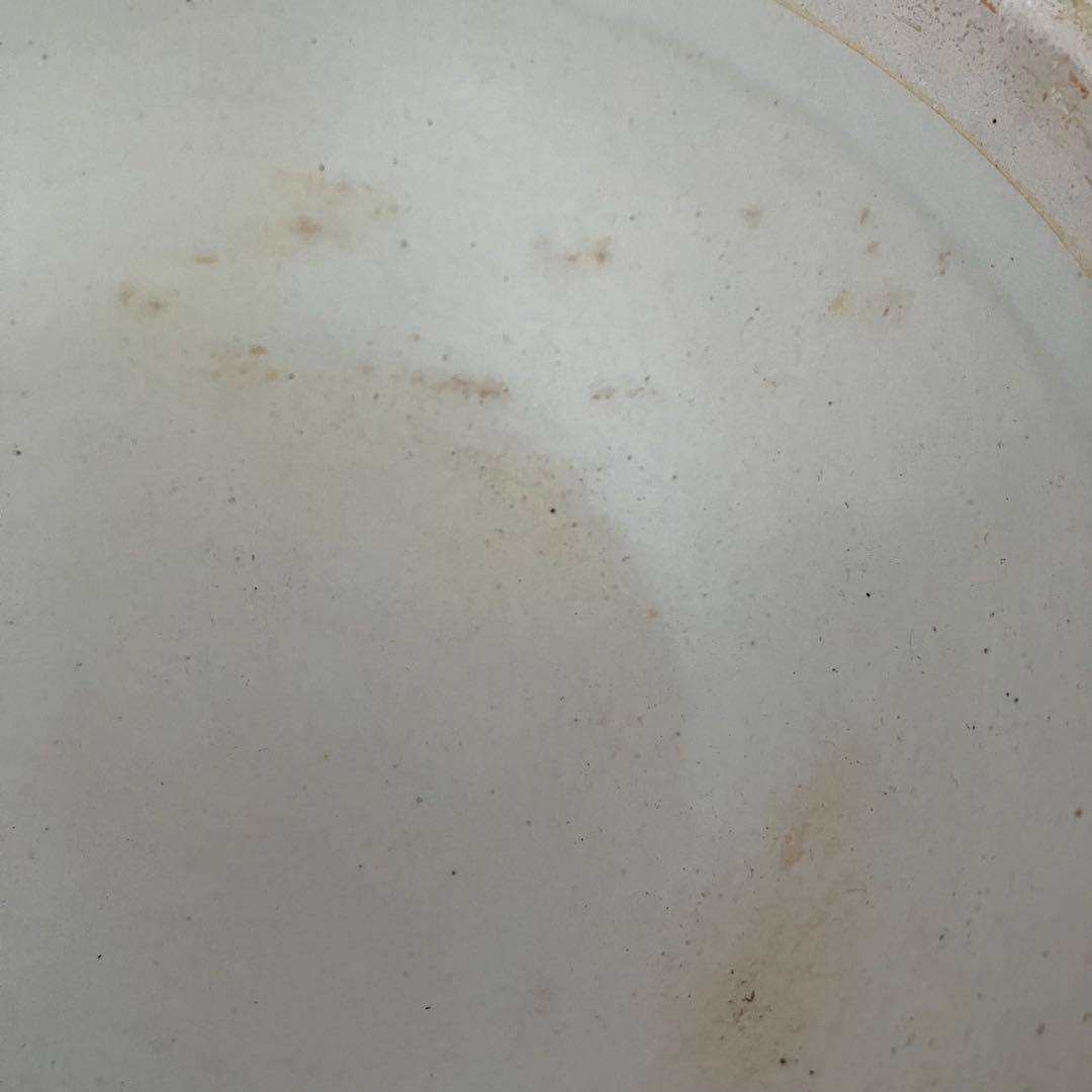 D-4 【銘あり】華山作 梅文様 土鍋 一人用 蓋付き 梅柄 欠けあり レトロ