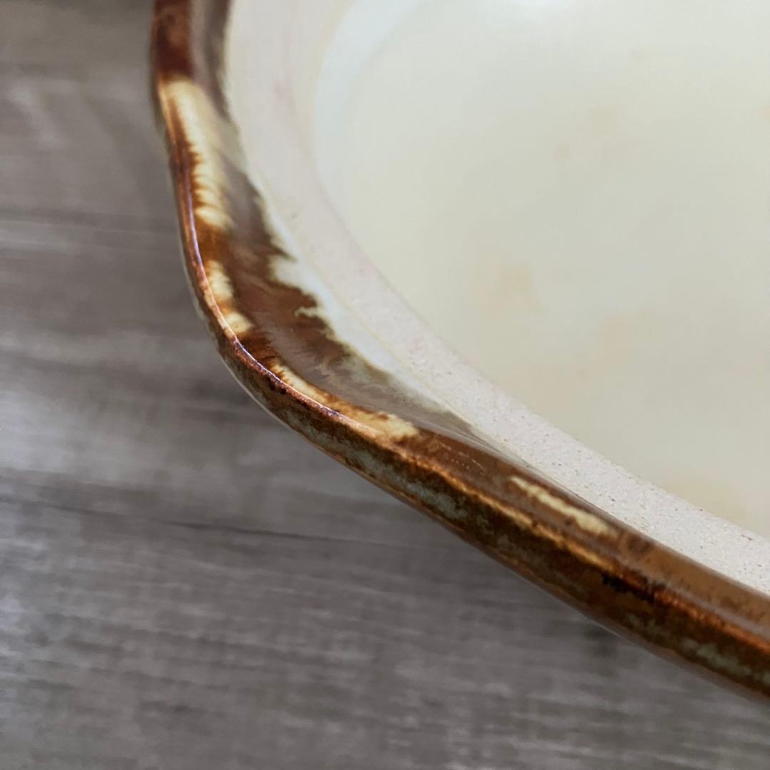 D-4 【銘あり】華山作 梅文様 土鍋 一人用 蓋付き 梅柄 欠けあり レトロ