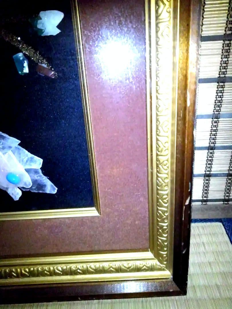 アンティーク　宝石画　貴石画　天然石　陶器絵画