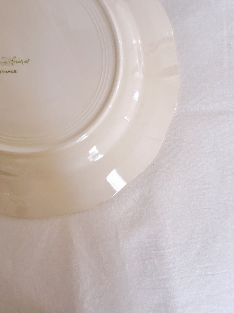 フランスアンティーク　Sarreguemines 花リム　ディナープレート②